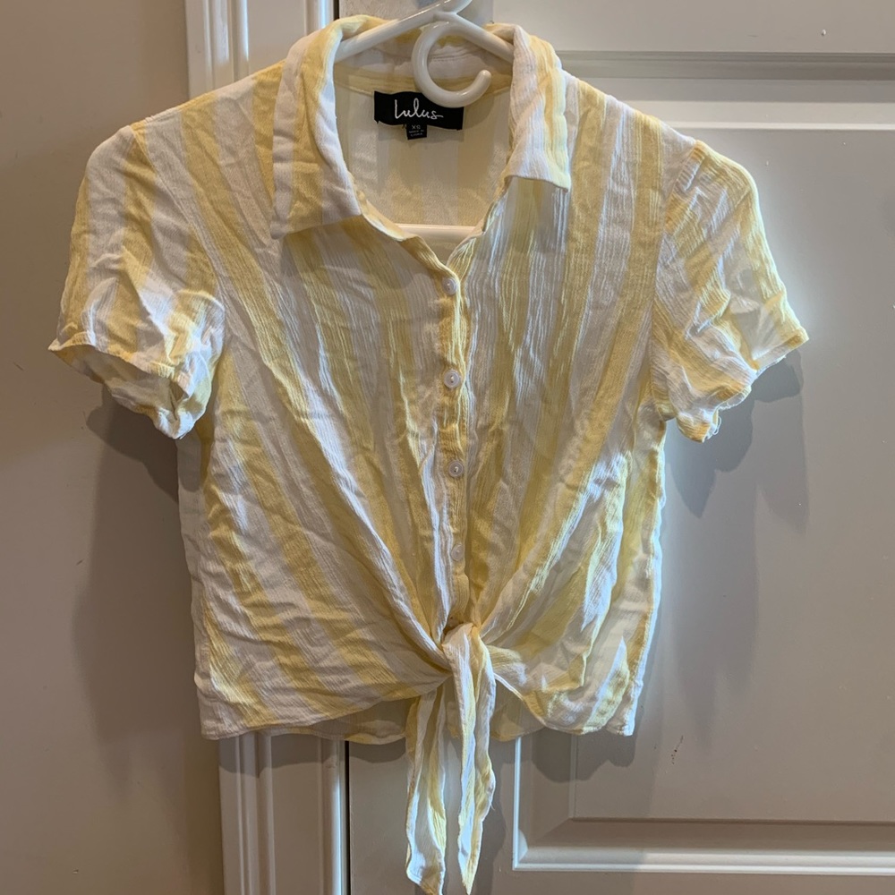 Striped Tie Front Button Up